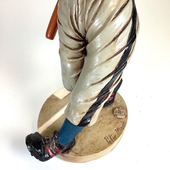 12.5” Peter Mook Signed Ceramic Baseball Player Swinging Bat Figure Statue *READ - Picture 3 of 16